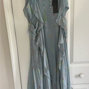 BCBGMaxAzria Floral Midi Dress in Soft Blue